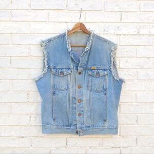 Vintage Rustler Denim Trucker Vest Distressed